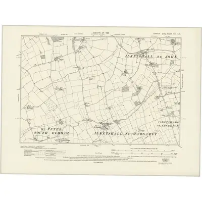 1925 Map of Suffolk XVII.NE, 1928 Print