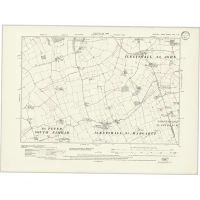 1925 Map of Suffolk XVII.NE, 1933 Print