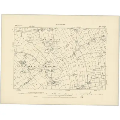 1883 Map of Suffolk XVII.SE, 1884 Print