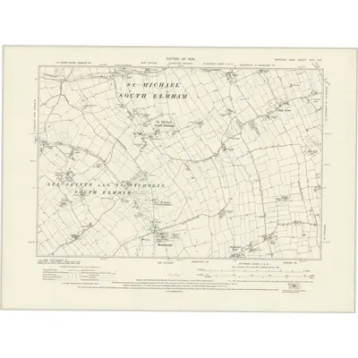 1925 Map of Suffolk XVII.SE, 1928 Print