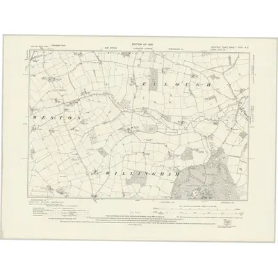 1926 Map of Suffolk XVIII.NE, 1928 Print