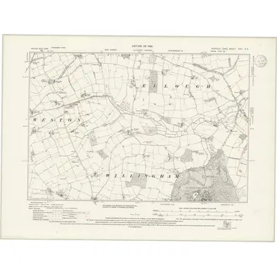 1926 Map of Suffolk XVIII.NE, 1938 Print