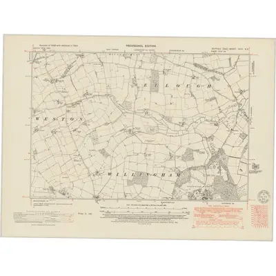 1947 Map of Suffolk XVIII.NE, 1951 Print