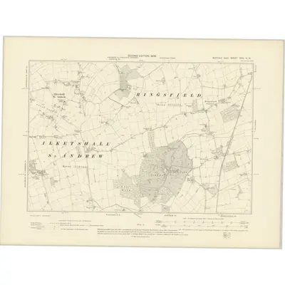 1903 Map of Suffolk XVIII.NW, 1906 Print