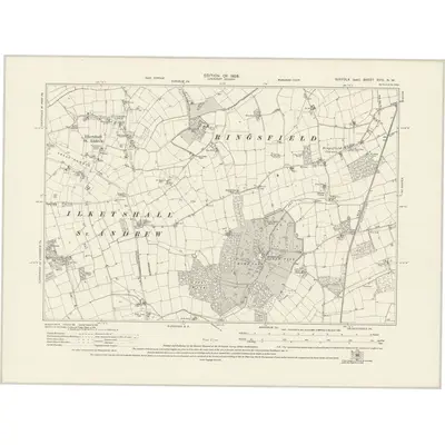 1926 Map of Suffolk XVIII.NW, 1928 Print