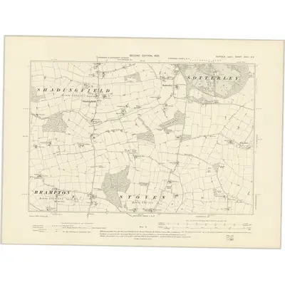 1903 Map of Suffolk XVIII.SE, 1905 Print
