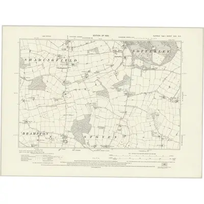 1925 Map of Suffolk XVIII.SE, 1928 Print