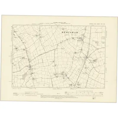 1903 Map of Suffolk XVIII.SW, 1905 Print