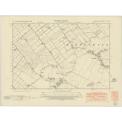 1950 Map of Suffolk XX.NE, 1952 Print