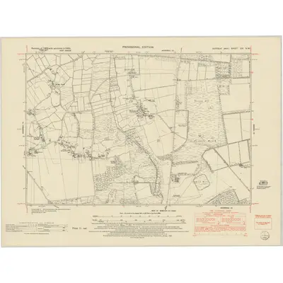 1950 Map of Suffolk XXI.NW, 1952 Print