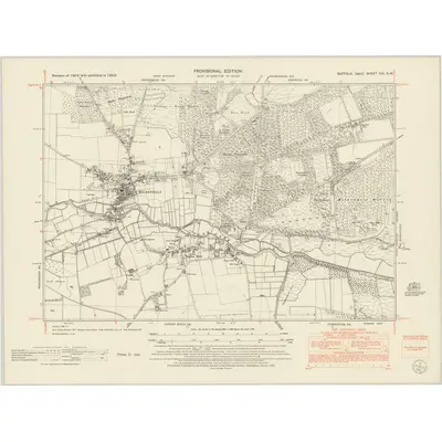 1950 Map of Suffolk XXI.SW, 1952 Print