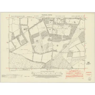1950 Map of Suffolk XXII.NW, 1952 Print