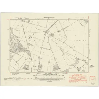 1950 Map of Suffolk XXII.SE, 1952 Print