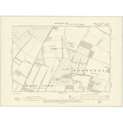 1903 Map of Suffolk XXII.SW, 1905 Print