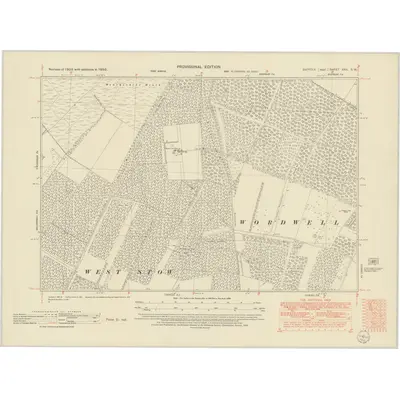1950 Map of Suffolk XXII.SW, 1952 Print
