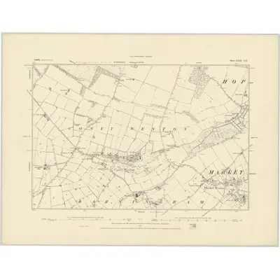 1882 Map of Suffolk XXIII.NE, 1884 Print