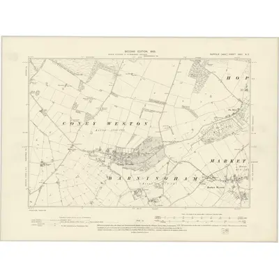 1903 Map of Suffolk XXIII.NE, 1905 Print