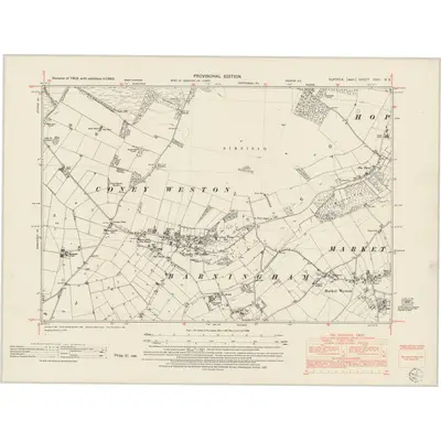 1950 Map of Suffolk XXIII.NE, 1953 Print