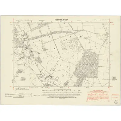 1950 Map of Suffolk XXIII.NW, 1952 Print