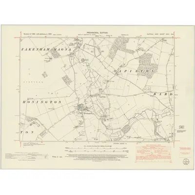 1950 Map of Suffolk XXIII.SW, 1952 Print