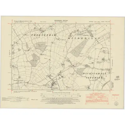 1950 Map of Suffolk XXIV.SW, 1952 Print