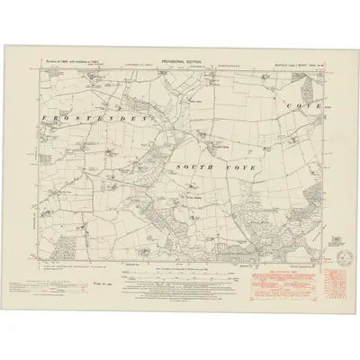 1947 Map of Suffolk XXIX.NW, 1950 Print