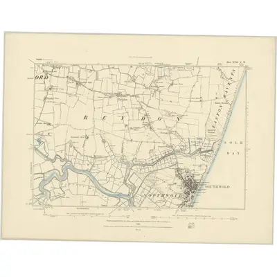 1882 Map of Suffolk XXIX.SW, 1883 Print