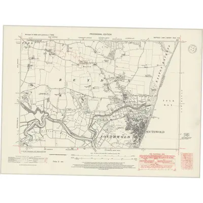 1938 Map of Suffolk XXIX.SW, 1947 Print