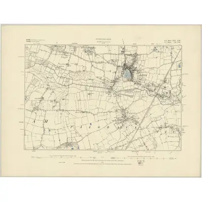 1885 Map of Suffolk XXV.NW, 1886 Print