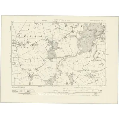 1925 Map of Suffolk XXV.SE, 1928 Print