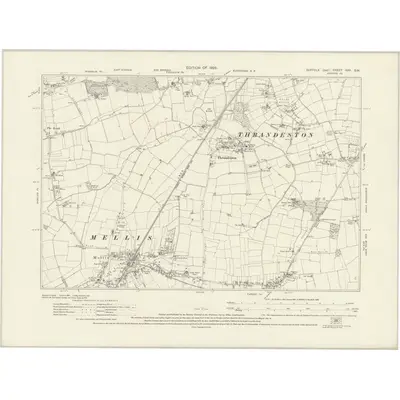 1925 Map of Suffolk XXV.SW, 1928 Print