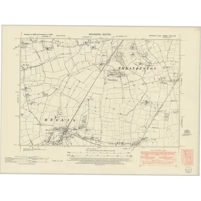 1950 Map of Suffolk XXV.SW, 1952 Print