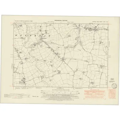 1946 Map of Suffolk XXVI.NE, 1951 Print