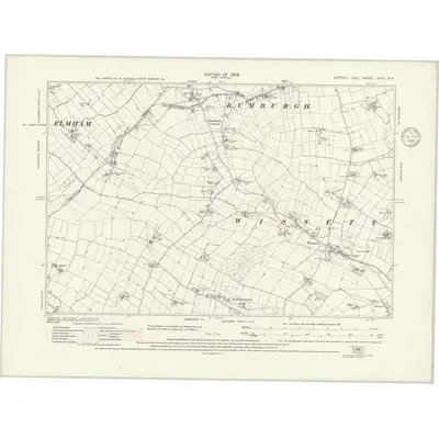 1925 Map of Suffolk XXVII.NE, 1936 Print