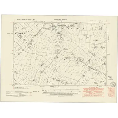 1947 Map of Suffolk XXVII.NE, 1951 Print