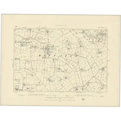 1882 Map of Suffolk XXVII.NW, 1884 Print
