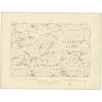 1882 Map of Suffolk XXVII.SW, 1883 Print