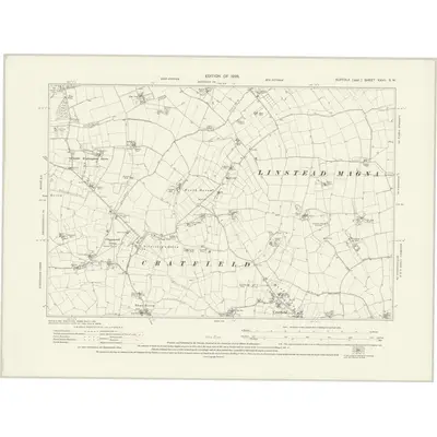 1925 Map of Suffolk XXVII.SW, 1928 Print