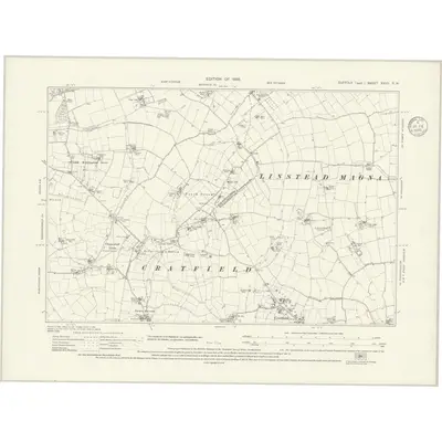 1925 Map of Suffolk XXVII.SW, 1936 Print