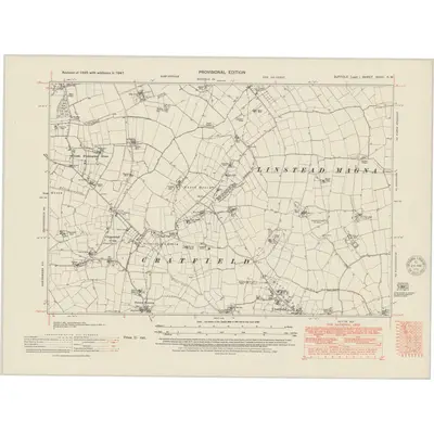 1947 Map of Suffolk XXVII.SW, 1951 Print