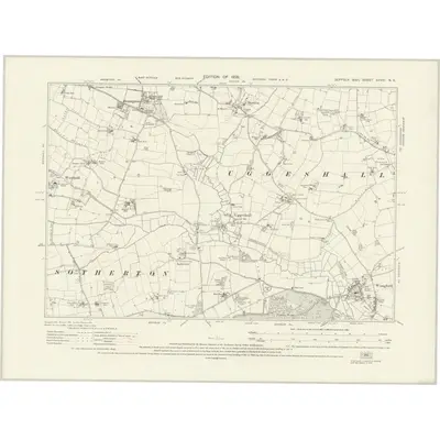 1925 Map of Suffolk XXVIII.NE, 1928 Print