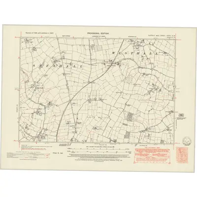 1947 Map of Suffolk XXVIII.NW, 1951 Print