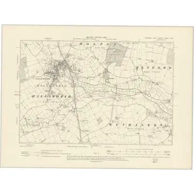 1903 Map of Suffolk XXVIII.SW, 1905 Print