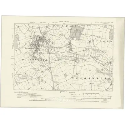 1925 Map of Suffolk XXVIII.SW, 1928 Print