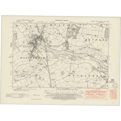 1938 Map of Suffolk XXVIII.SW, 1949 Print