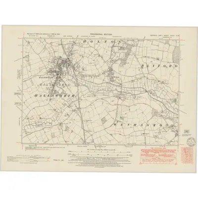 1946 Map of Suffolk XXVIII.SW, 1951 Print