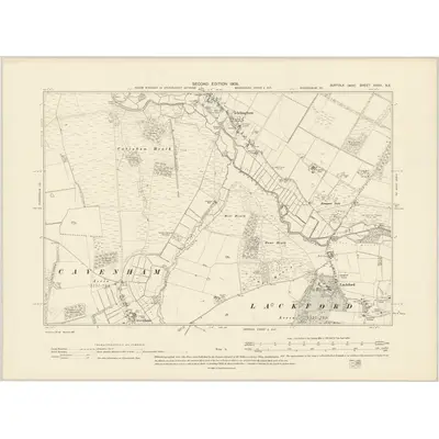 1903 Map of Suffolk XXXII.NE, 1905 Print