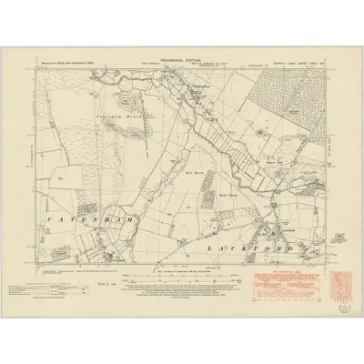 1950 Map of Suffolk XXXII.NE, 1952 Print