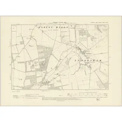 1903 Map of Suffolk XXXII.NW, 1905 Print