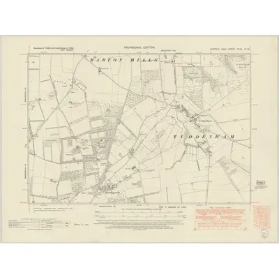 1950 Map of Suffolk XXXII.NW, 1952 Print